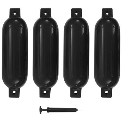 vidaXL Boat Fenders 4 pcs Black 51x14 cm PVC