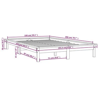 vidaXL Bed Frame without Mattress Black King Size Solid Wood Pine