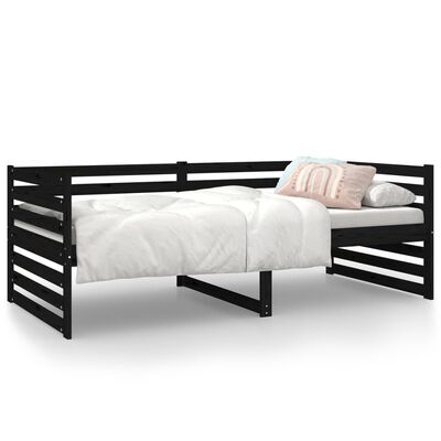 vidaXL Day Bed without Mattress Black 90x190 cm Single Solid Wood Pine