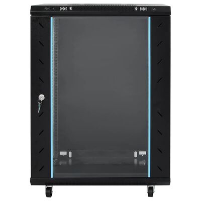 vidaXL 15U Network Cabinet 19" IP20 Black 53x40x80 cm