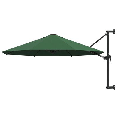 vidaXL Wall-Mounted Garden Parasol with Metal Pole 300 cm Green