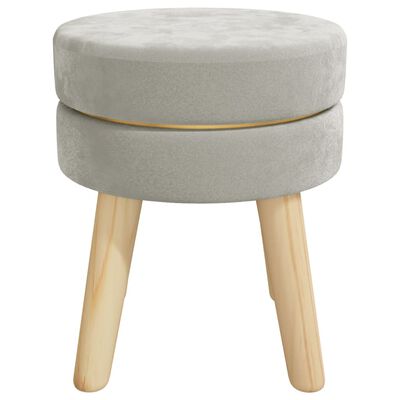 vidaXL Round Hocker Light Grey Velvet