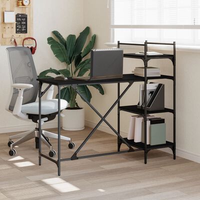 vidaXL Computer Desk with Shelves Black 120x47x109 cm