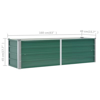 vidaXL Garden Raised Bed Galvanised Steel 160x40x45 cm Green