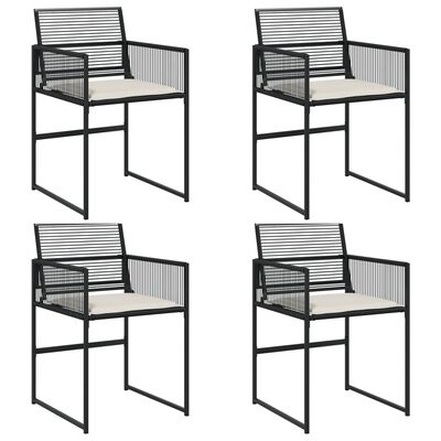 vidaXL Garden Chairs with Cushions 4 pcs Black Poly Rattan