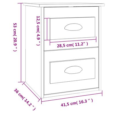 vidaXL Wall-mounted Bedside Cabinets 2 pcs Concrete Grey 41.5x36x53cm