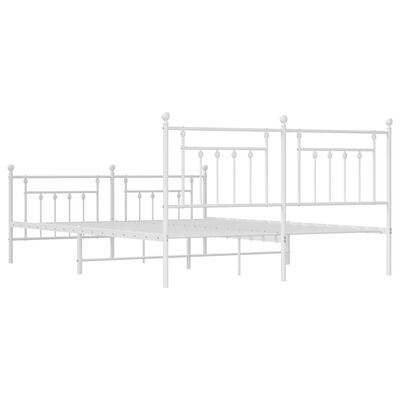 vidaXL Metal Bed Frame without Mattress with Footboard White 180x200 cm Super King