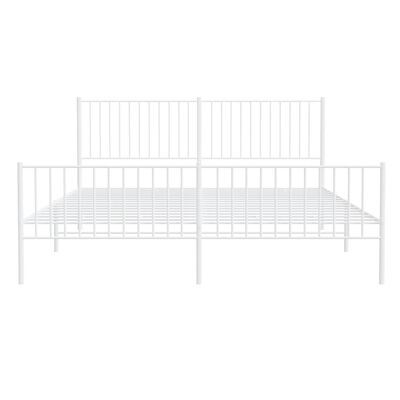 vidaXL Metal Bed Frame with Headboard and Footboard White 180x200 cm Super King
