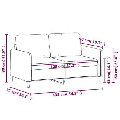 vidaXL 2-Seater Sofa Dark Grey 120 cm Velvet