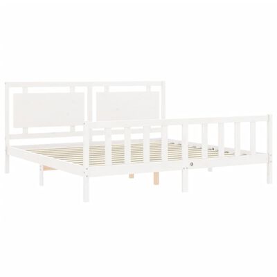 vidaXL Bed Frame without Mattress White Solid Wood Pine