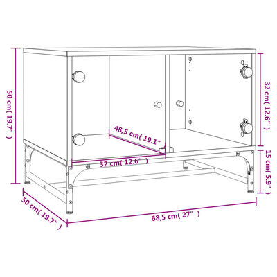 vidaXL Coffee Table with Glass Doors White 68.5x50x50 cm