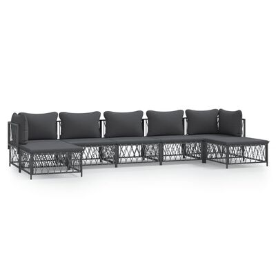 vidaXL 7 Piece Garden Lounge Set with Cushions Anthracite Steel