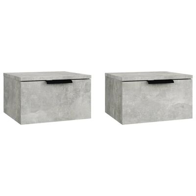 vidaXL Wall-mounted Bedside Cabinets 2 pcs Concrete Grey 34x30x20 cm