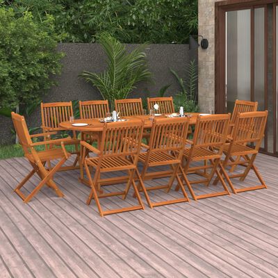 vidaXL 11 Piece Garden Dining Set 220x90x75 cm Solid Wood Acacia