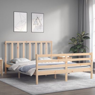 vidaXL Bed Frame without Mattress King Size Solid Wood Pine