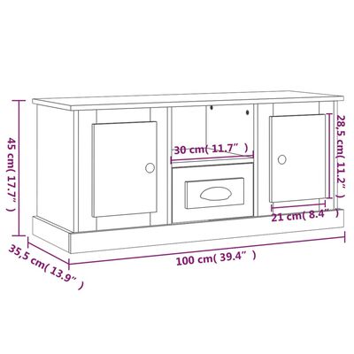 vidaXL TV Cabinet Grey Sonoma 100x35.5x45 cm Engineered Wood