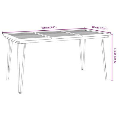 vidaXL Garden Table with Hairpin Legs 160x80x75 cm Solid Wood Acacia