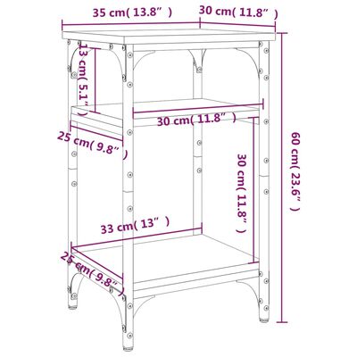 vidaXL Side Table Black 35x30x60 cm Engineered Wood