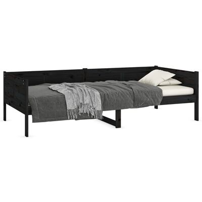 vidaXL Day Bed without Mattress Black Solid Wood Pine 90x190 cm Single