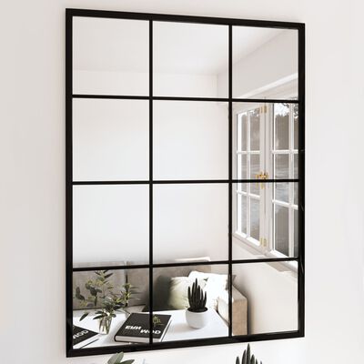 vidaXL Wall Mirrors 2 pcs Black 80x60 cm Metal