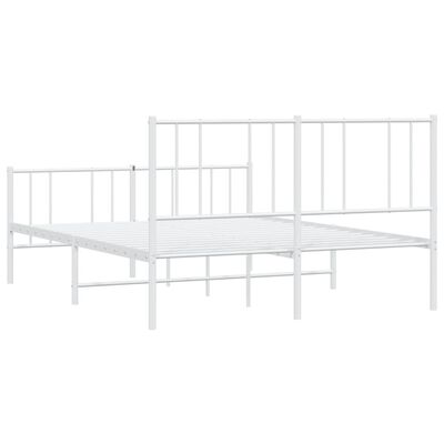 vidaXL Metal Bed Frame without Mattress with Footboard White 150x200 cm King Size