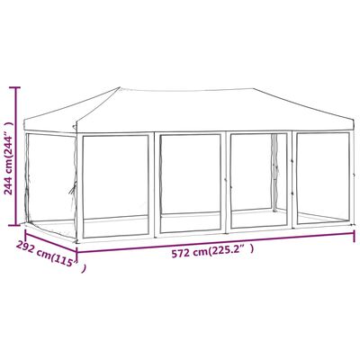 vidaXL Folding Party Tent with Sidewalls Anthracite 3x6 m