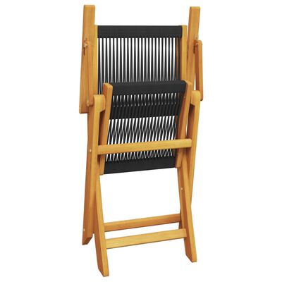 vidaXL Garden Chairs 2 pcs Black Solid Wood Acacia and Polypropylene