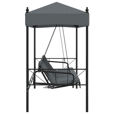 vidaXL Garden Swing Bench with Canopy Dark Grey Steel