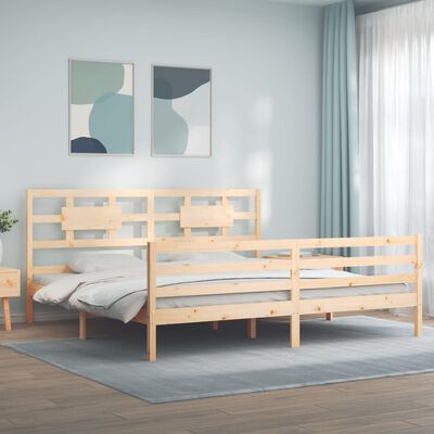 vidaXL Bed Frame with Headboard Super King Size Solid Wood