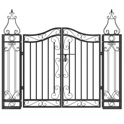 vidaXL Garden Gate Black 121x8x100 cm Wrought Iron