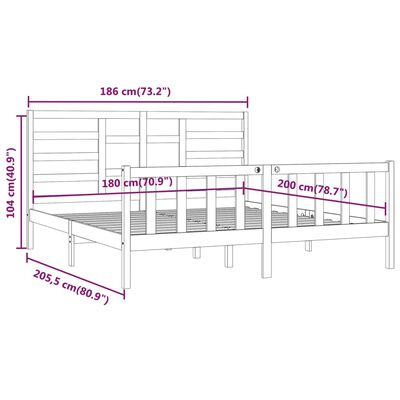 vidaXL Bed Frame without Mattress 180x200 cm Super King Solid Wood