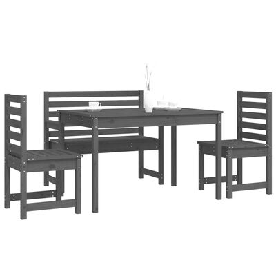 vidaXL 4 Piece Garden Dining Set Grey Solid Wood Pine