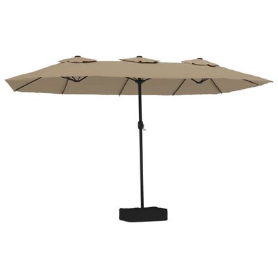 vidaXL Double-Head Garden Parasol with LEDs Taupe 449x245 cm