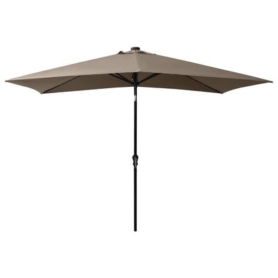 vidaXL Garden Parasol with LEDs and Steel Pole Taupe 2x3 m