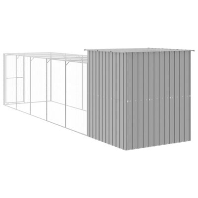 vidaXL Chicken Cage with Run Light Grey 165x659x181 cm Galvanised Steel