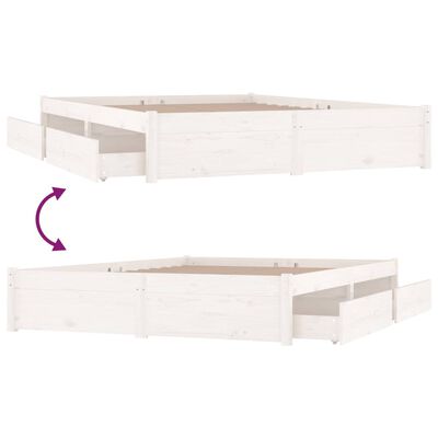 vidaXL Bed Frame without Mattress with Drawers White King Size