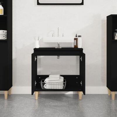 vidaXL Sink Cabinet Black 58x33x60 cm Engineered Wood