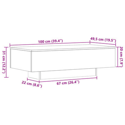 vidaXL Coffee Table Sonoma Oak 100x49.5x31 cm Engineered Wood