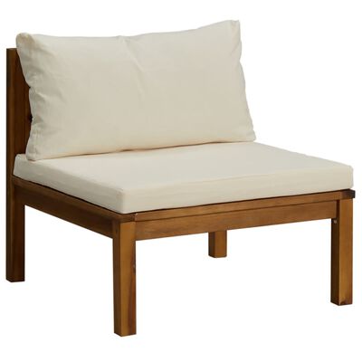 vidaXL 2 Piece Sofa Set with Cream White Cushions Solid Acacia Wood