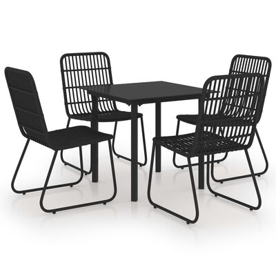 vidaXL 5 Piece Outdoor Dining Set Poly Rattan and Glass