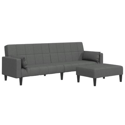 vidaXL 2-Seater Sofa Bed with Footstool Dark Grey Fabric