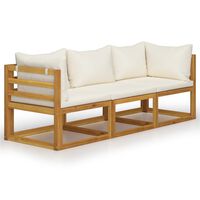 vidaXL 3-Seater Garden Sofa with Cushion Cream Solid Acacia Wood