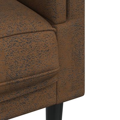 vidaXL Sofa with Cushions 3-Seater Brown Faux Suede Leather