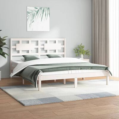 vidaXL Bed Frame without Mattress White 180x200 cm Super King Solid Wood Pine