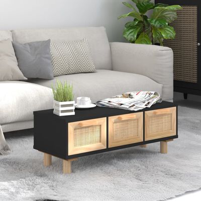 vidaXL Coffee Table Black 80x40x30 cm Engineered Wood&Solid Wood Pine