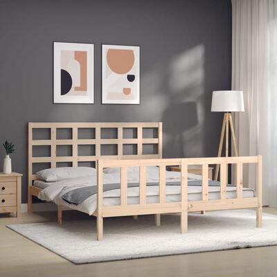 vidaXL Bed Frame without Mattress King Size Solid Wood Pine