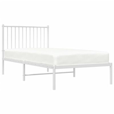 vidaXL Metal Bed Frame without Mattress with Headboard White 90x190 cm Single