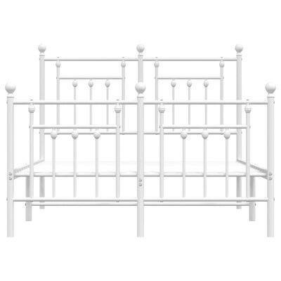 vidaXL Metal Bed Frame without Mattress with Footboard White 135x190 cm Double