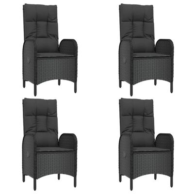 vidaXL 5 Piece Garden Dining Set with Cushions Black Poly Rattan