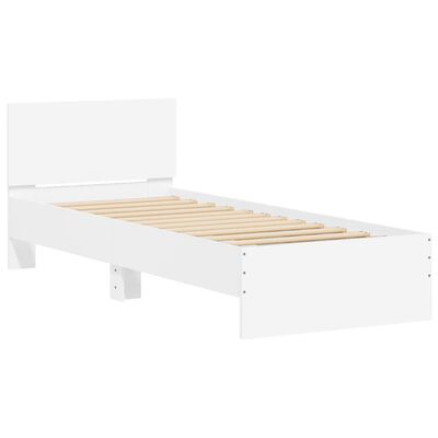 vidaXL Bed Frame without Mattress with Headboard White 90x190 cm Single